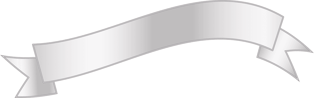 Elegant Silver Ribbon Banner Design on Transparent Background
