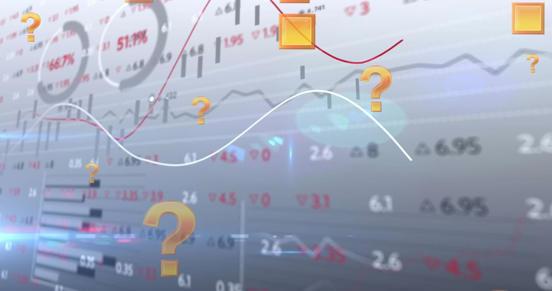 Financial Data with Question Marks Illustrating Uncertainty