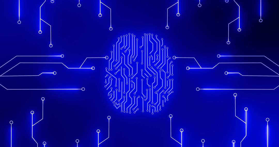 Glowing Brain Circuits on High-Tech Digital Background