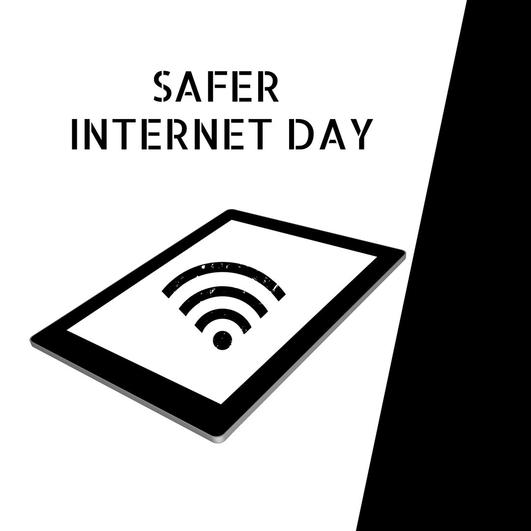 Safer Internet Day Awareness Poster with Wifi Symbol and Tablet