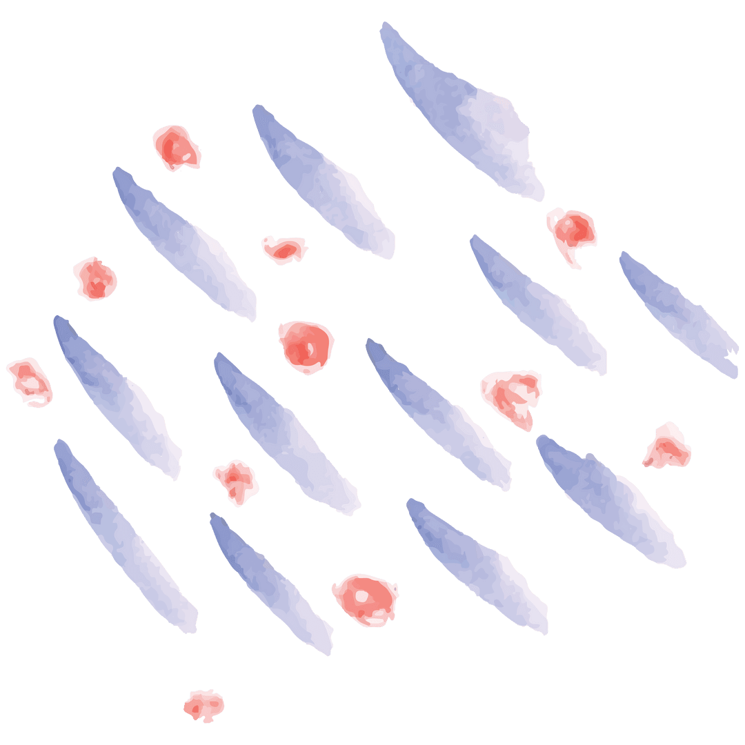 Watercolor spots and dots on transparent background