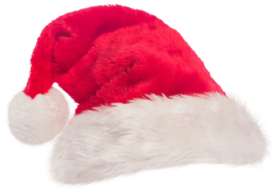 Close-Up of Classic Santa Hat on Transparent Background