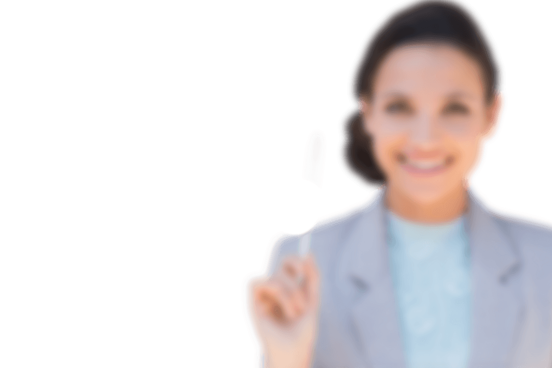 Transparent Overlay of Cheerful Businesswoman