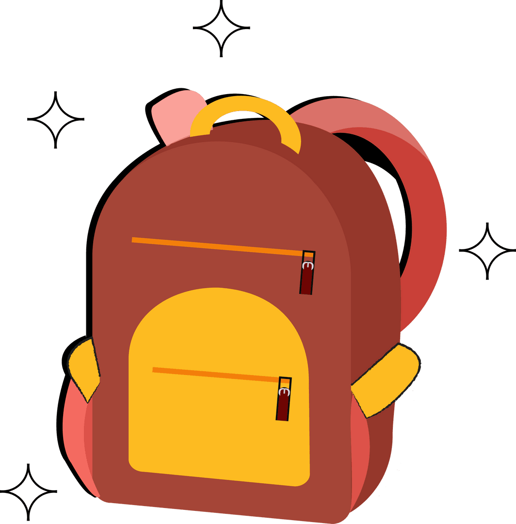 Colorful Backpack Illustration on Transparent Background for Adventure and School