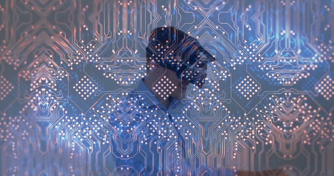 Business Professional Engaged with Advanced Digital Interface Through Circuit Design