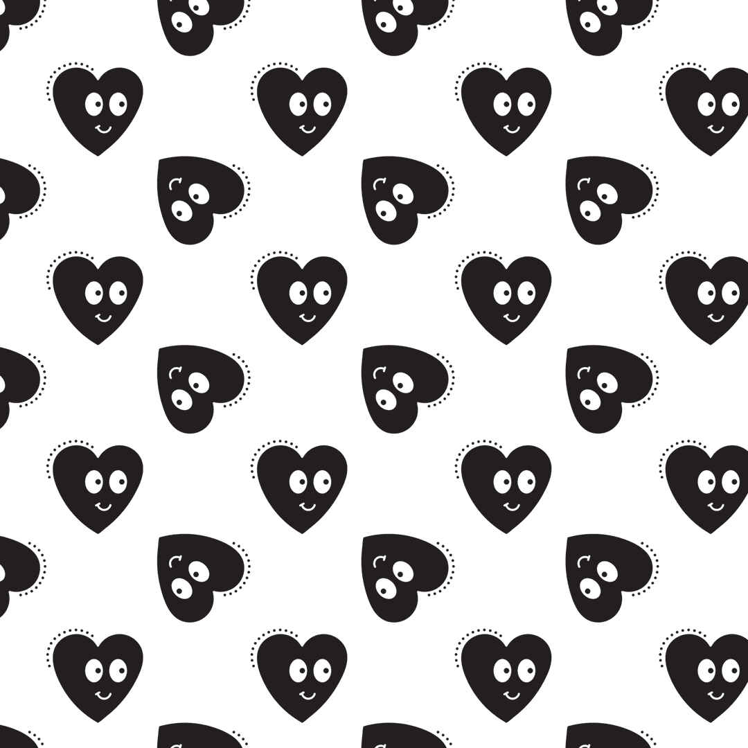 Transparent Happy Black Hearts Pattern on Background