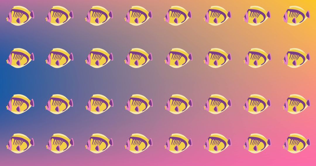 Colorful Fish Pattern on Gradient Background