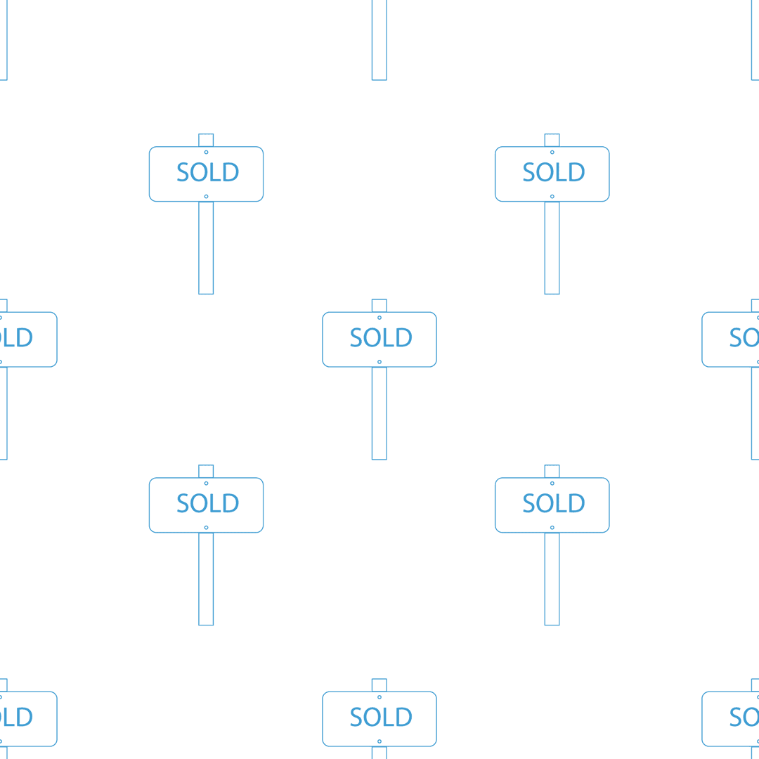 Blue Sold Signs Pattern on Transparent Background