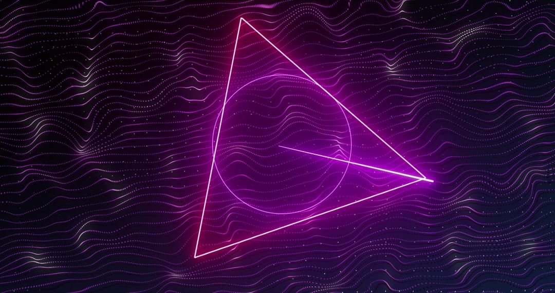 Neon Triangle and Circle Glow on Digital Waves