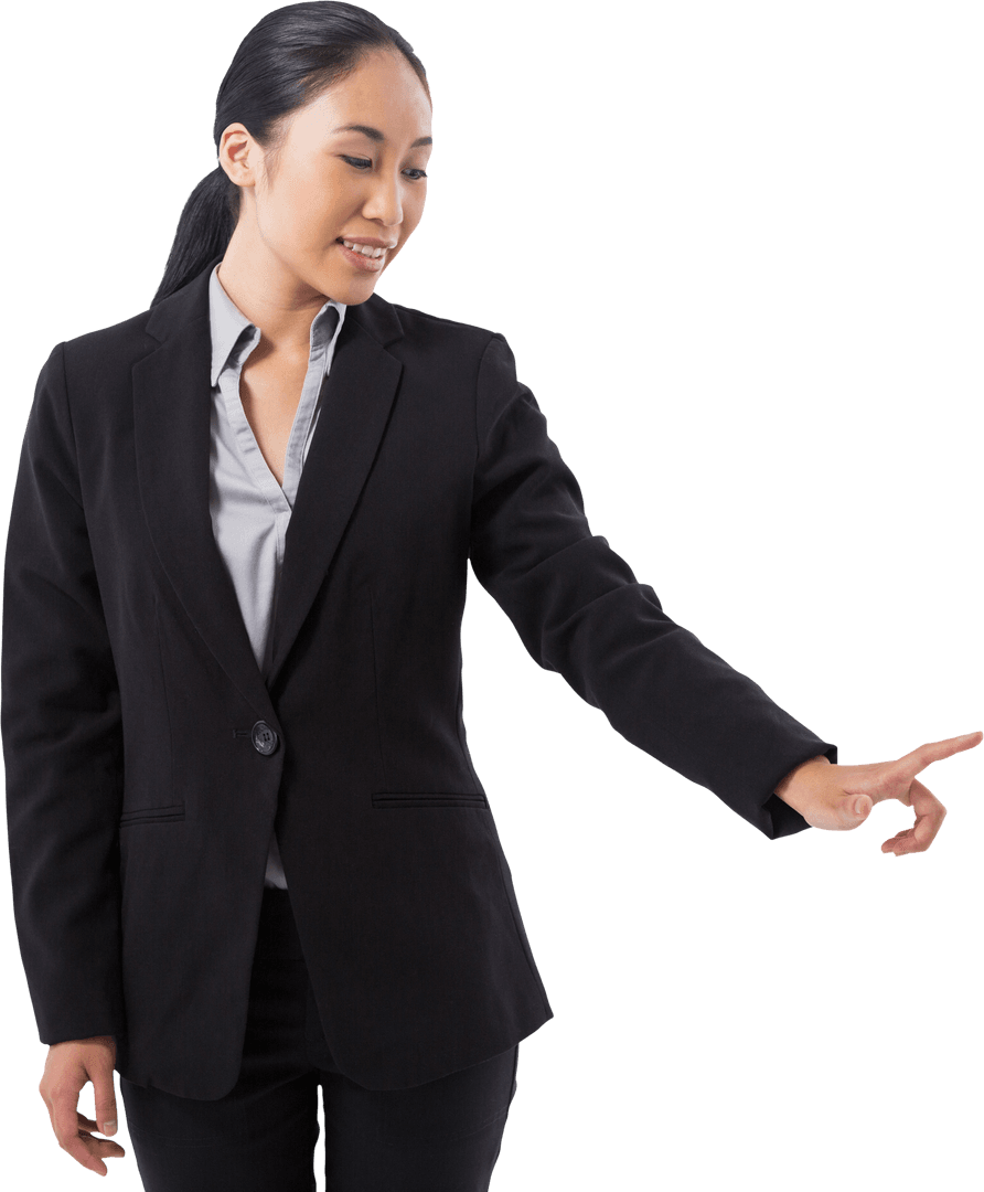 Businesswoman Interacting with Transparent Technology Interface