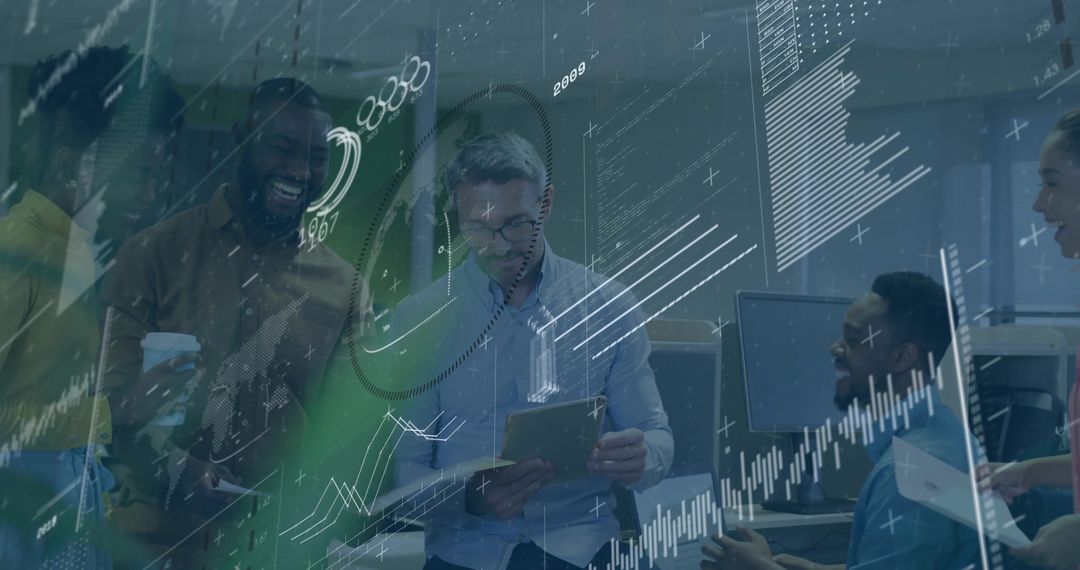 Team Analyzing Data Visualization in Modern Office Environment