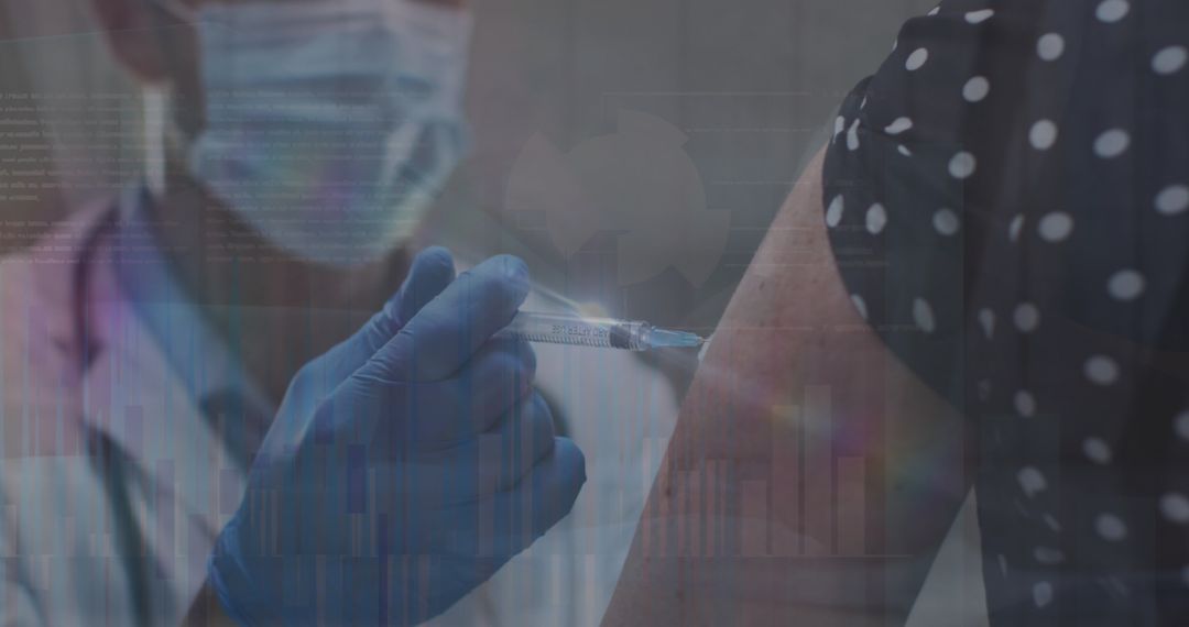 Clinician Administering Vaccine with Data Overlay Concept