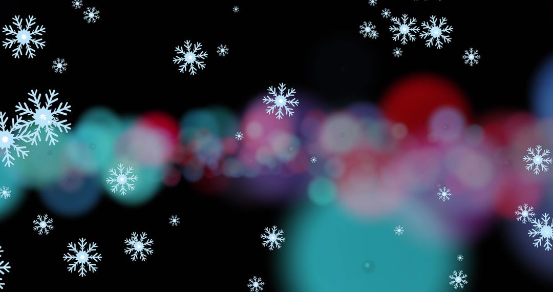 Festive Bokeh Lights with Falling Snowflakes Background