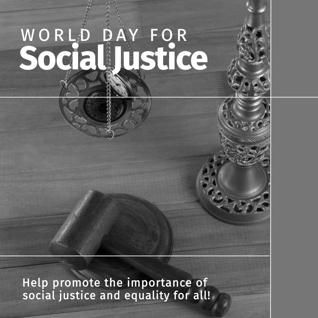 World Day for Social Justice Concept with Scales and Gavel