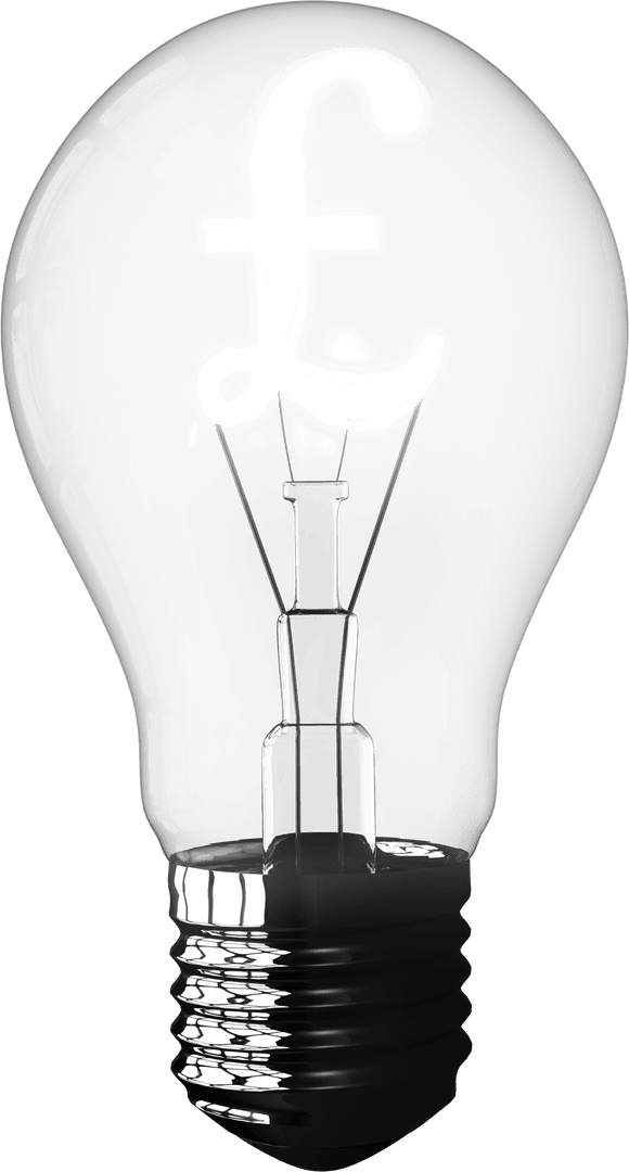 Transparent Light Bulb with Pound Symbol Representing Economic Innovation