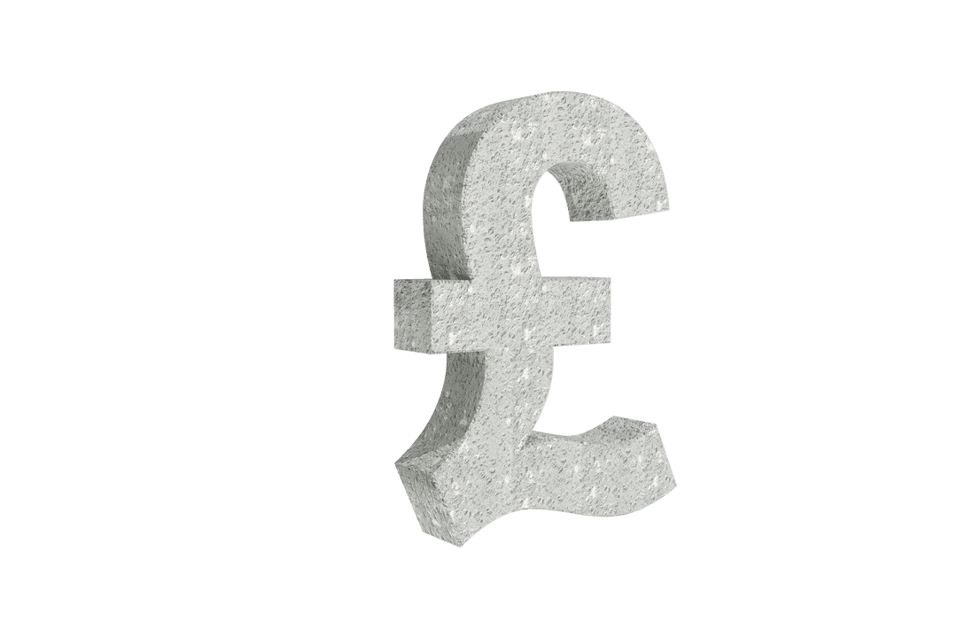 White Stone British Pound Symbol on Transparent Background