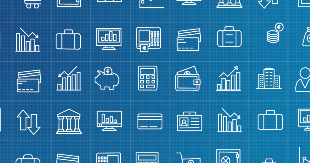 Business and Finance Icons on Blueprint Background - Free Images, Stock Photos and Pictures on Pikwizard.com