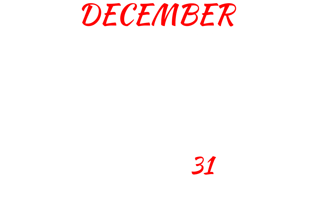 Transparent December Calendar Illustration with Bold Design