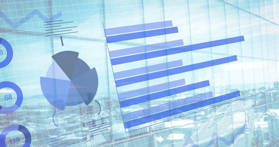 Financial Data Visualization Overlaying Cityscape