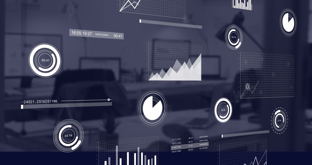 Digital Data Interface Display with Business Graphs