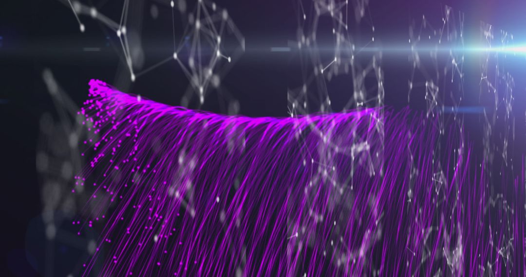 Abstract Purple Digital Network with Light Trails