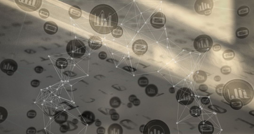 Abstract Network with Digital Interface Icons