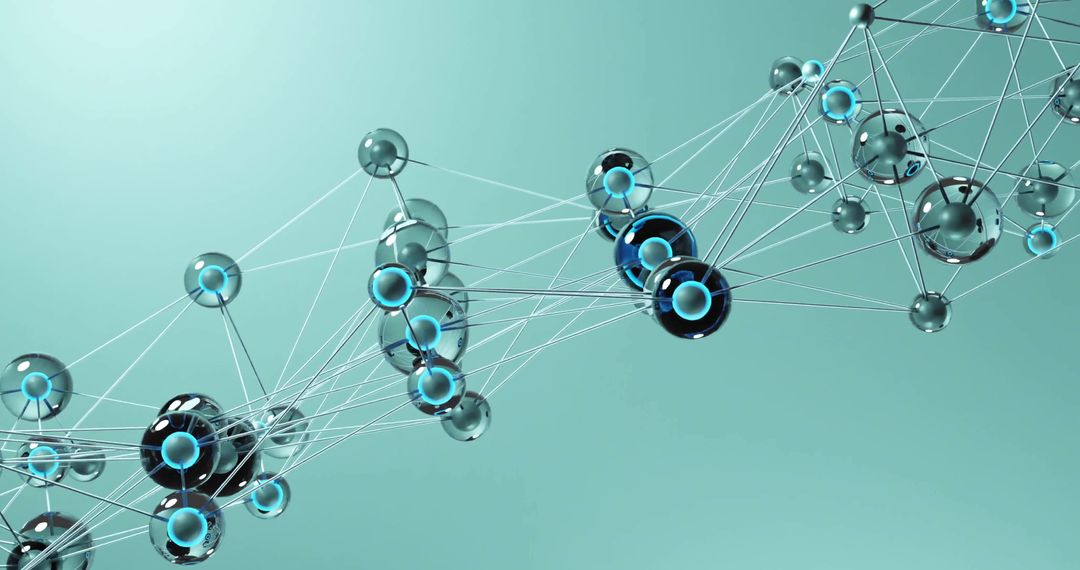 Futuristic Molecular Connections on Cyan Background