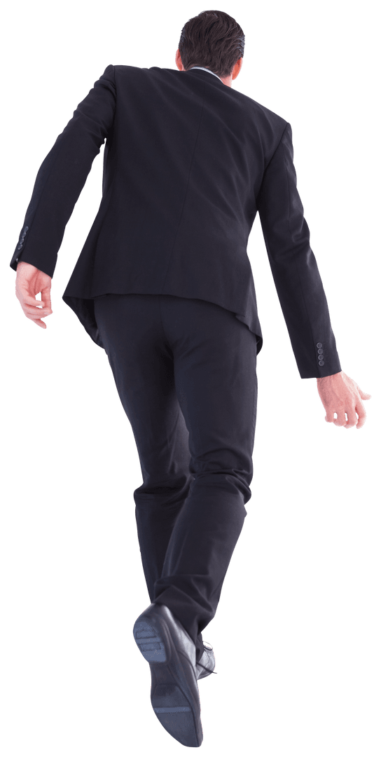 Transparent Rear View Business Professional Walking Forward
