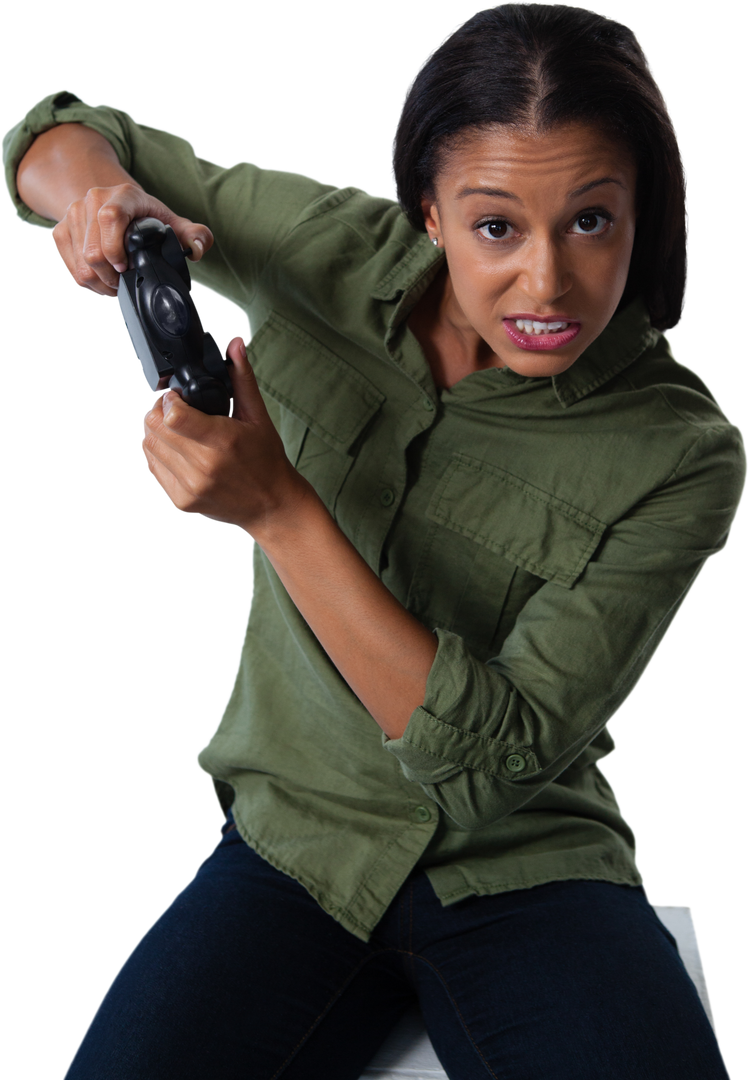 Transparent Portrait Of Woman Making Funny Faces While Playing Video Games - Download Free Stock Images Pikwizard.com