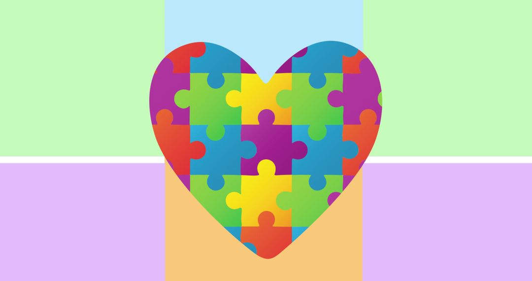 Colorful Pattern Heart Made of Puzzle Pieces