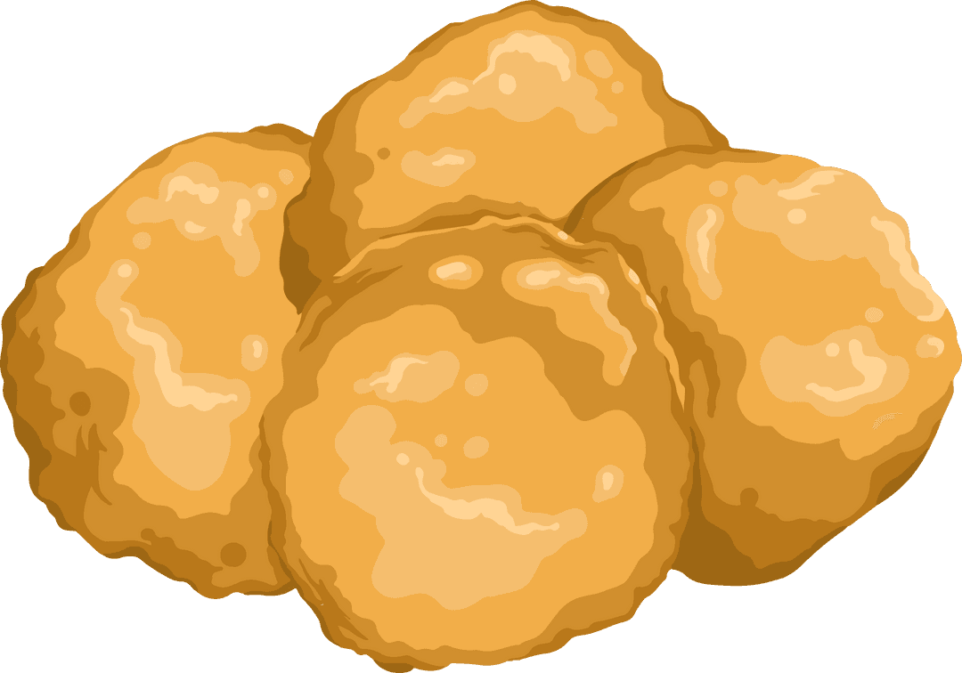 Cluster of Tasty Chicken Nuggets on Transparent Background