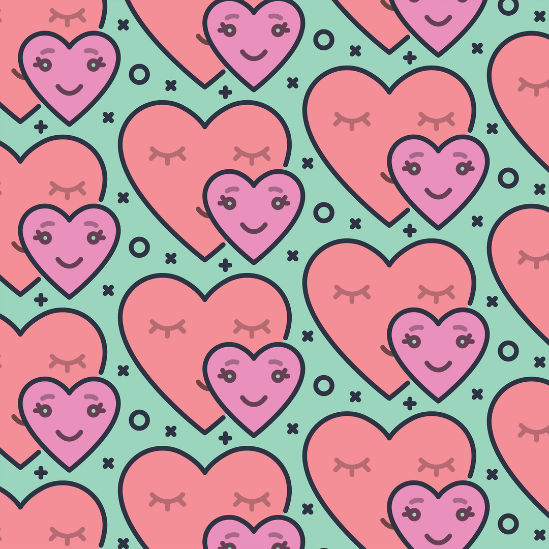 Happy Hearts Valentine's Pattern on Transparent Background