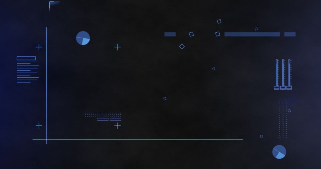 Abstract Digital Interface with Blue Elements on Black Background