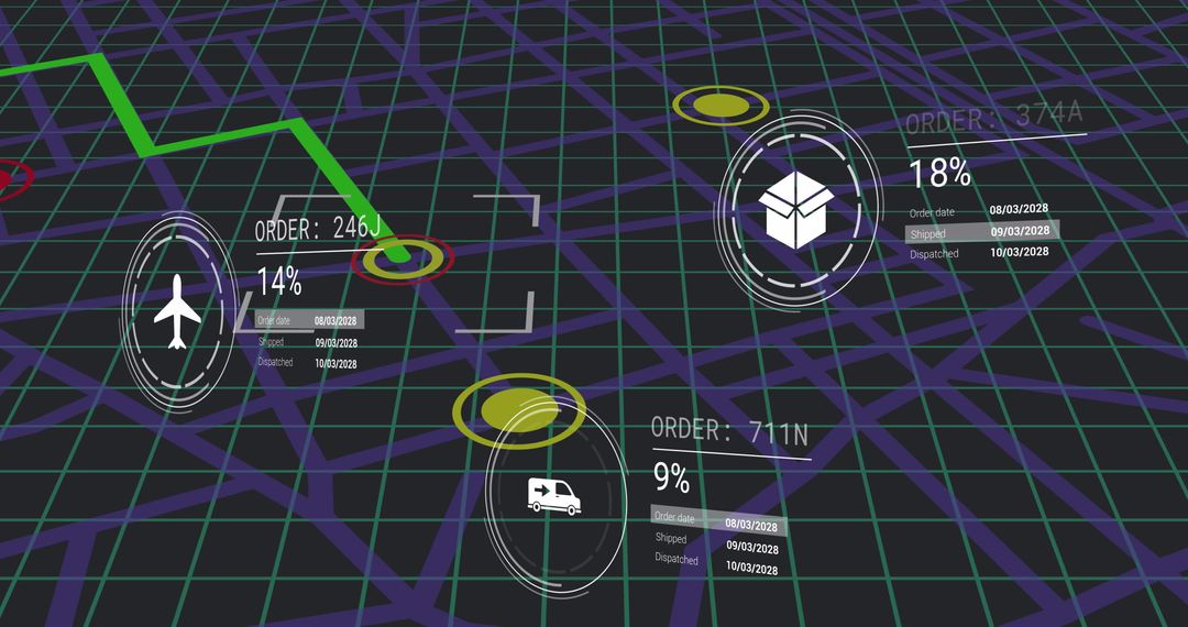 Futuristic Global Delivery Interface with Data Overlay