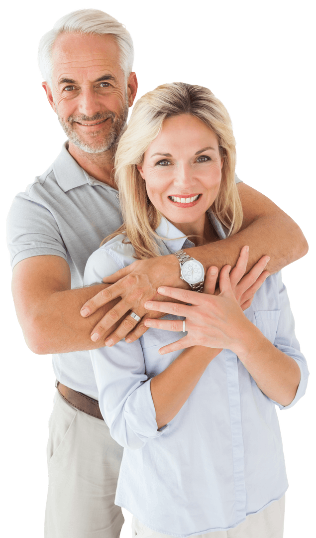 Loving Senior Couple in Transparent Embrace