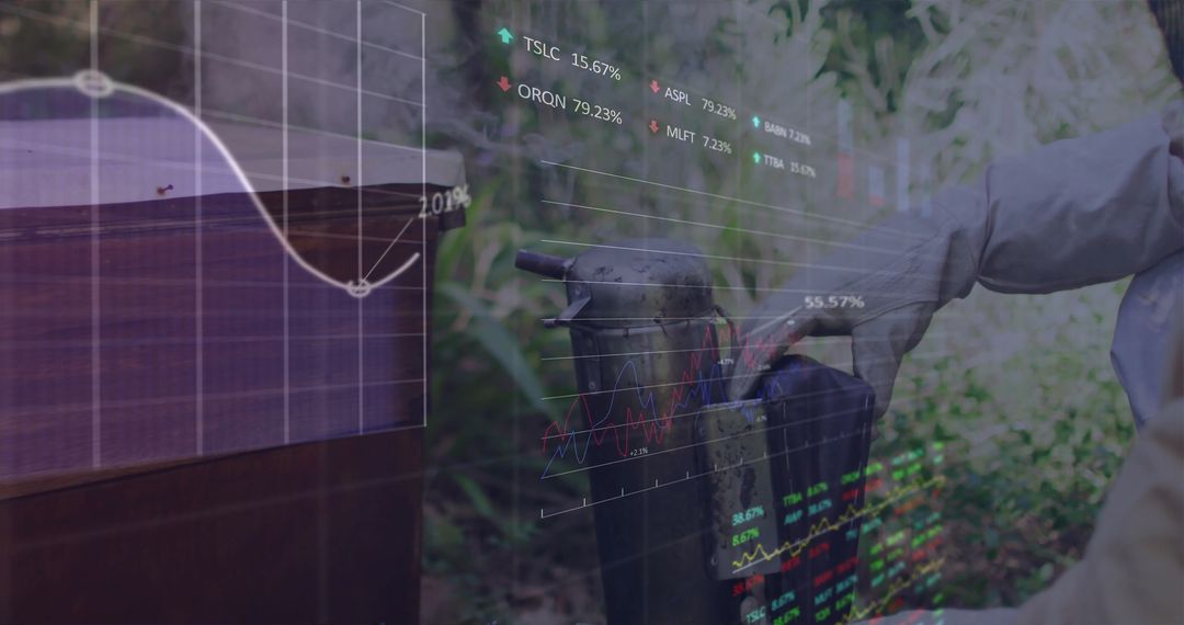 Beekeeper Exploring Hive and Portable Tech Among Live Stock Charts