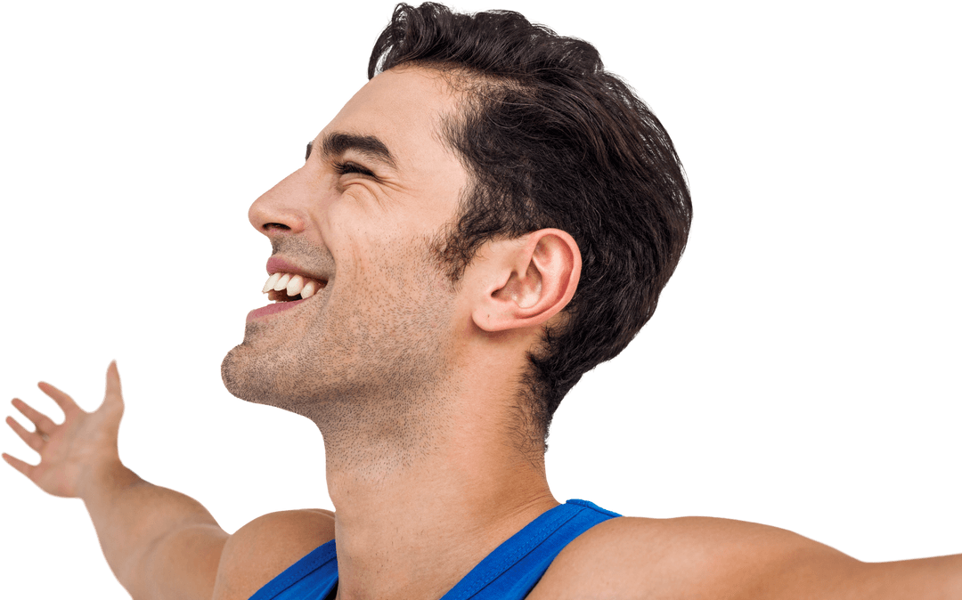 Transparent Image of Joyful Athlete Celebrating Victory
