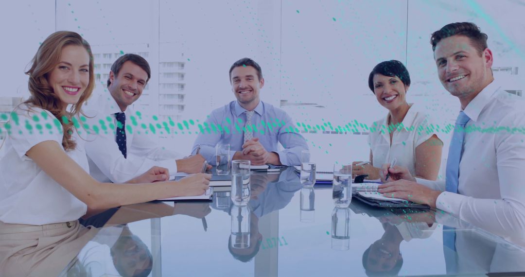 Business Team in Meeting with Financial Data Overlay Concept