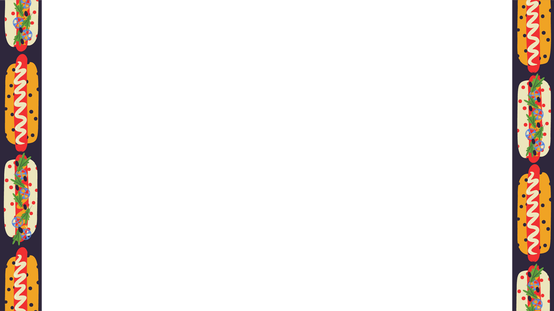 Playful Hot Dog Icons Border on Transparent Background