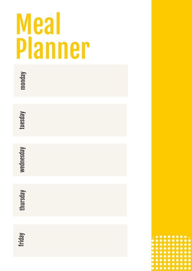 Minimalist Weekly Meal Planner with Bold Yellow Accent - Download Free Stock Templates Pikwizard.com