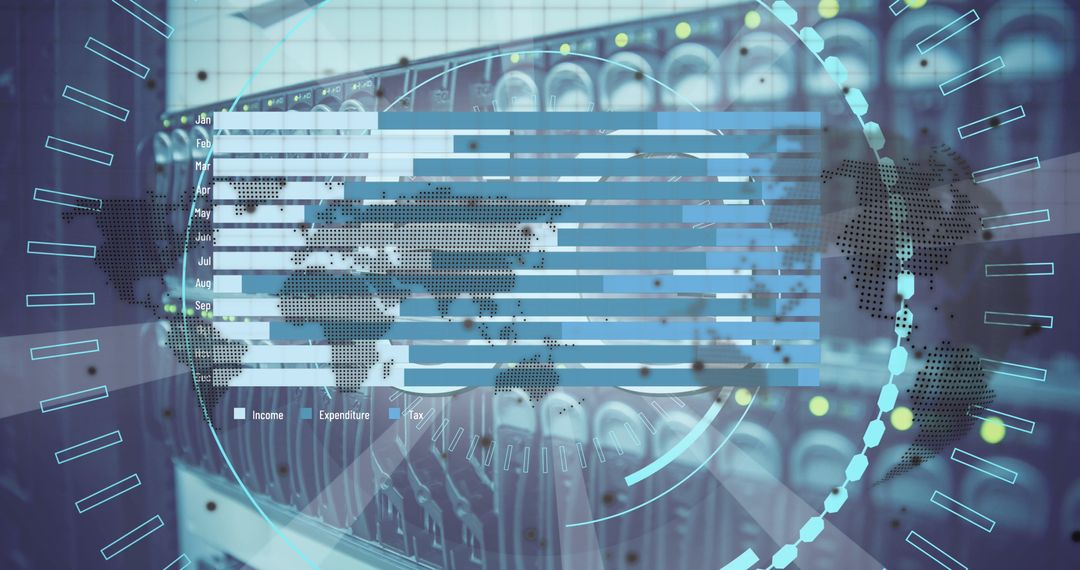 Global Data Processing in Server Room Technology Background