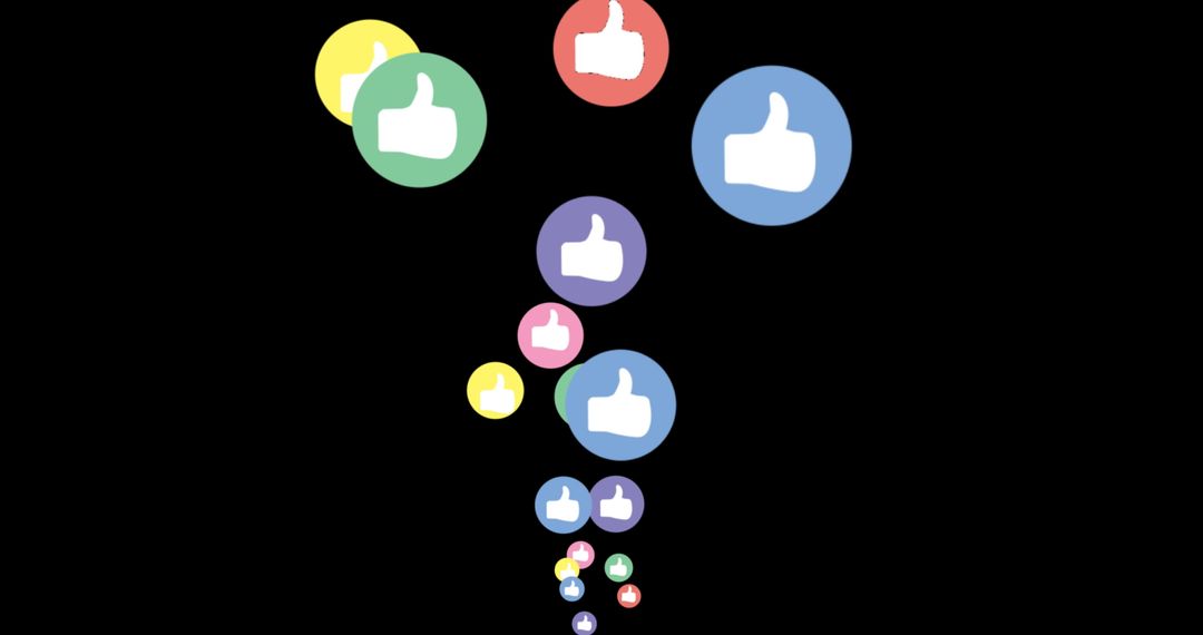Vibrant Social Media Thumbs Up Icons on Black Background