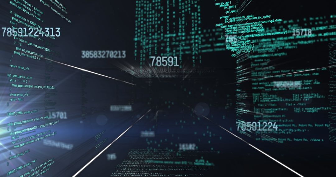 Futuristic Digital Data Stream and Light Particles