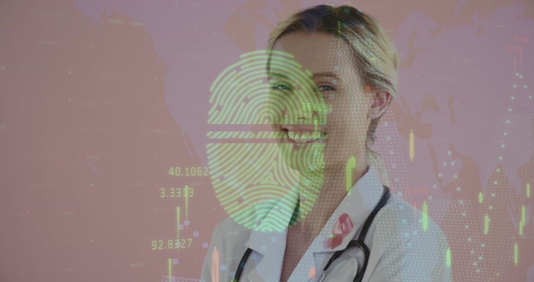 Healthcare Professional Exploring Digital Fingerprint Security Analytics