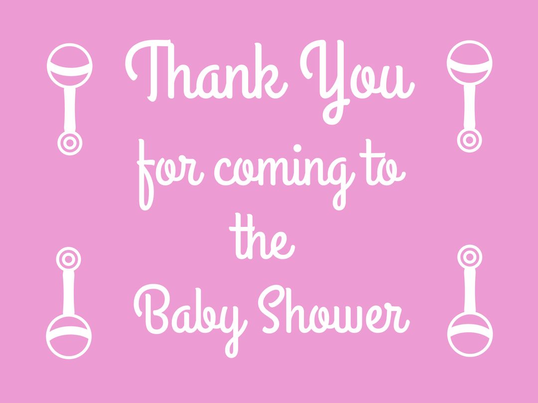 Pink Baby Shower Thank You Card with White Rattles - Download Free Stock Templates Pikwizard.com