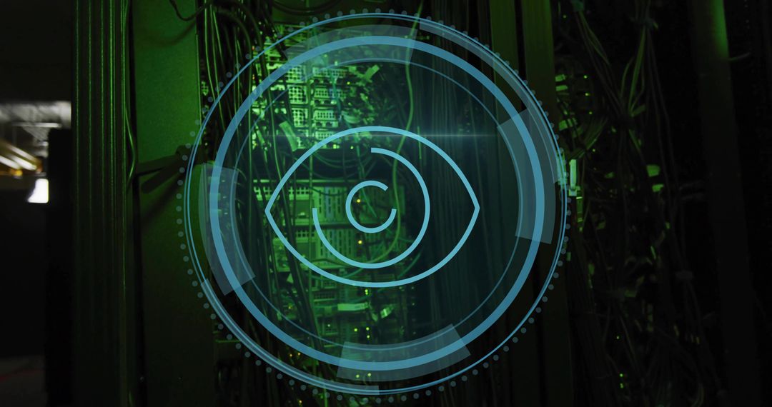 Futuristic Digital Eye Monitoring Servers and Network Cables