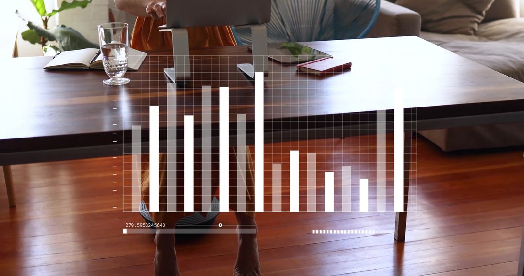 Caucasian Woman Analyzing Financial Data with Laptop at Home