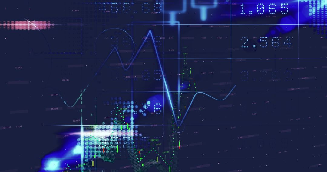 Digital Financial Data and Graphs Against World Map Background
