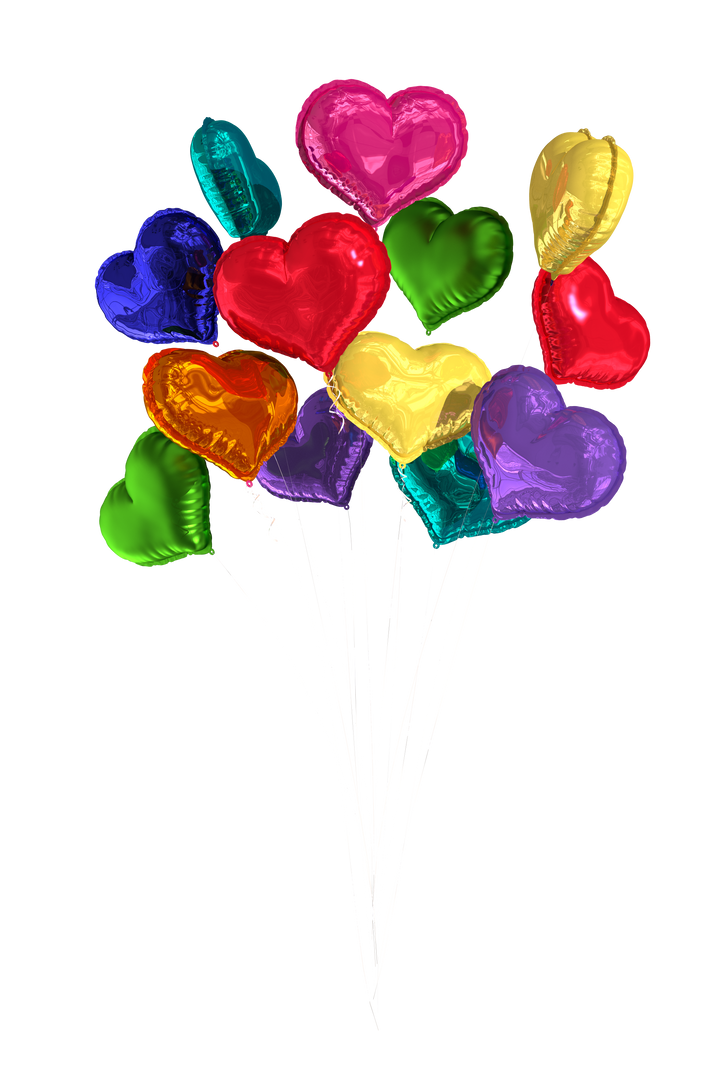 Colorful Heart-Shaped Balloons Clipart on Transparent Background - Download Free Stock Images Pikwizard.com