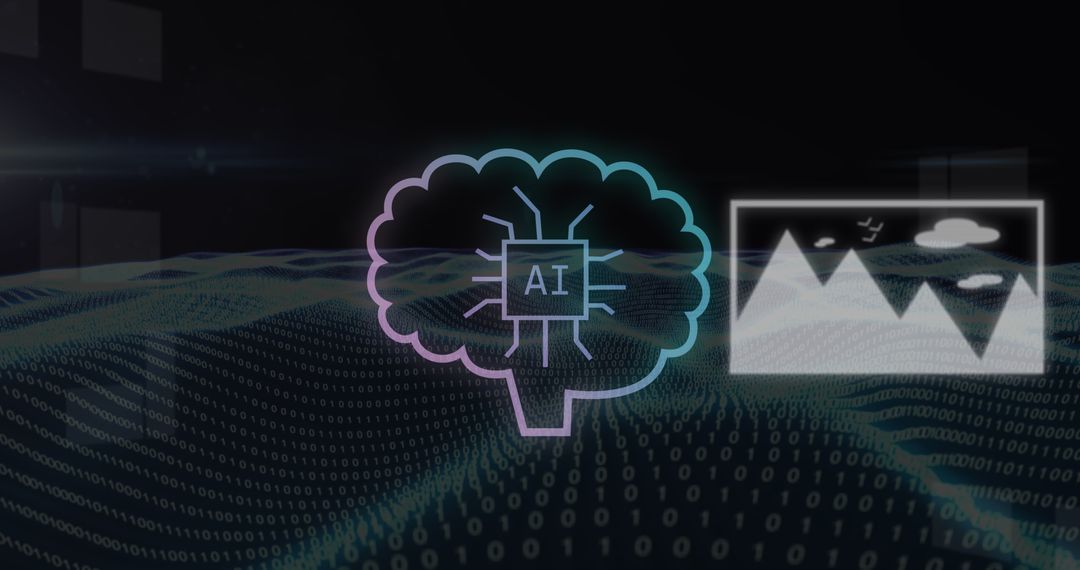 AI Brain with Circuit and Image on Digital Graph